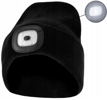 ИЗОЛИРОВАННАЯ ЗИМНЯЯ ШАПКА СО СВЕТОДИОДНЫМ ФОНАРЕМ, ЧЕРНАЯ USB PROCERA