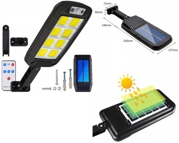 LATARNIA LED 240 COB ULICZNA LAMPA SOLARNA + PILOT