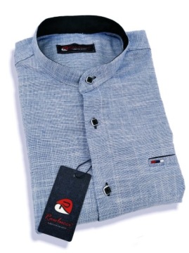 РУБАШКА МУЖСКАЯ, СИНАЯ КОРОТКАЯ ЗНАК ВОРОТНИК-СТОЙКА XXXL 3XL
