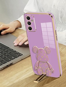 ГЛАМУРНЫЙ ЧЕХОЛ ДЛЯ SAMSUNG A15 4G / 5G СИЛИКОНОВАЯ ПОДСТАВКА С РУЧКОЙ «МЕДВЕДЬ» + СТЕКЛО