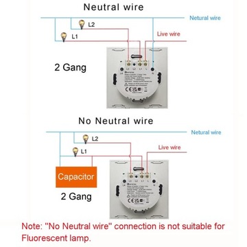 Интеллектуальный сенсорный выключатель освещения Smart WiFi DUAL - Ketotek KTSS2NU