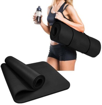КОВРИК ДЛЯ ФИТНЕСА ДЛЯ ЙОГИ - STAR THICK ЧЕРНЫЙ ГИМНАСТИЧЕСКИЙ 183x61x1,5