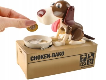 SKARBONKA INTERAKTYWNA AUTOMAT ZJADA MONETY PIES PIESEK ZŁODZIEJASZEK MONET