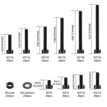 НАБОР ВИНТОВ С ШЕСТИГРАННОЙ ШАЙБОЙ ИЗ ЛЕГИРОВАННОЙ СТАЛИ, 750 шт.