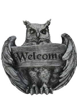 Figura BETONOWA, ogrodowa, SOWA na pniu wys. 30 cm