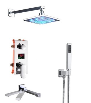 ZESTAW PODTYNKOWY WYŚWIETLACZ DESZCZOWNICA LED 25CM CHROM