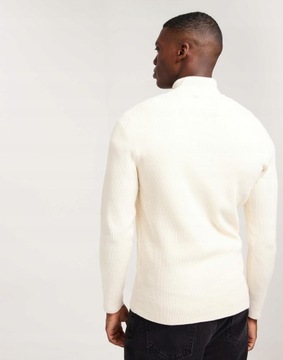 Only & Sons NG5 rix klasyczny kremowy sweter prążki zamek S