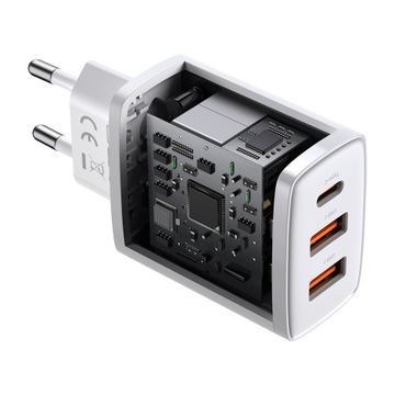SZYBKA ŁADOWARKA UNIWERSALNA 2x USB/USB-C MOCNA 30W ZASILACZ 3A BASEUS