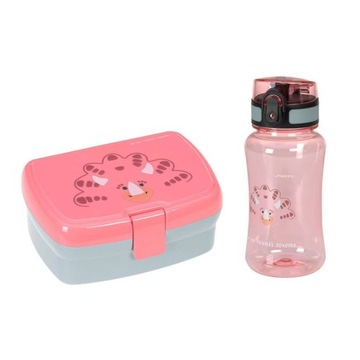 Lassig Lunchbox + Tritanowa butelka Dinozaur Różowy 460ml