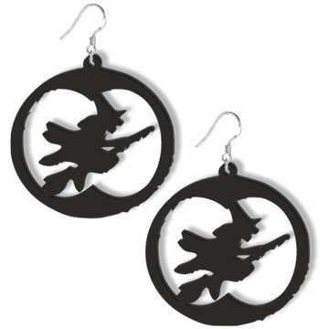 KOLCZYKI czarne HALLOWEEN wiedźmy CZAROWNICE akryl