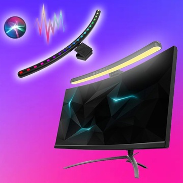 Zakrzywiony monitor komputerowy LED lightbar z podświetleniem RGB 60cm