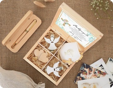 Pamiątka Pierwszej Komunii Świętej Prezent na Komunię Pudełko ŻYCZENIA