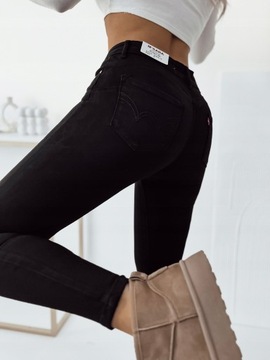 Jeansy spodnie damskie M Sara modelujące push up czarne S/36