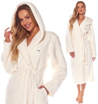 DŁUGI CIEPŁY PUCHOWY DAMSKI SZLAFROK PODOMKA M