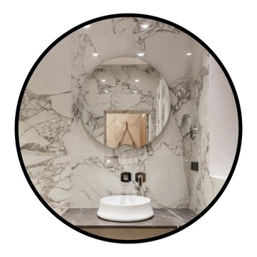 LUSTRO ŁAZIENKOWE OKRAGŁE W RAMIE METALOWEJ 100 CM