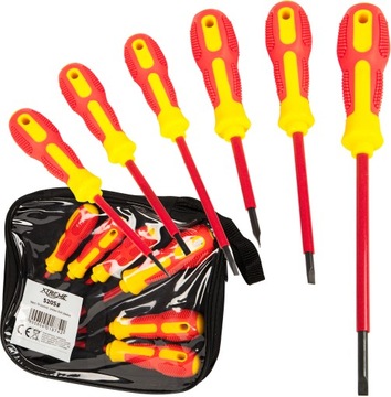 6 SZTUK ŚRUBOKRĘTY WKRĘTAKI PŁASKIE MAGNETYCZNE IZOLOWANE ETUI ZESTAW