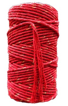 SZNUREK DO MAKRAMY ZŁOTA NITKA 2mm 60m - CZERWONY