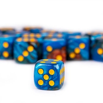 Kość 1szt D6 K6 Niebieska Złoty Nadruk Dice Classic RPG D&D MTG Planszowe