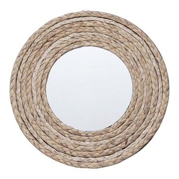 Okrągłe lustro ze słomianej liny wiszącej na ścianie 33 cm 18 cm