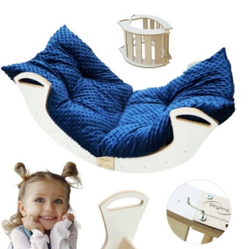Houpačka dřevěný bílý s polštářkem Granát Mdf Montessori pro dítě 98 cm Pl