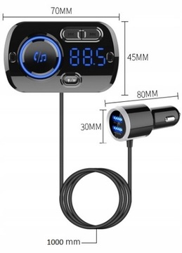 АВТОМОБИЛЬНЫЙ ПЕРЕДАТЧИК BLUETOOTH БЫСТРОЕ ЗАРЯДНОЕ УСТРОЙСТВО 2x USB AUX