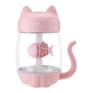 Wentylator nawilżacza powietrza USB Cat 3 w 1 LED Light do biura samochodowego Różowy