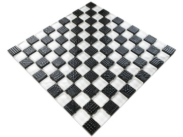 MOZAIKA SZKLANA MODERN CHESS BIAŁA CZARNA 8MM