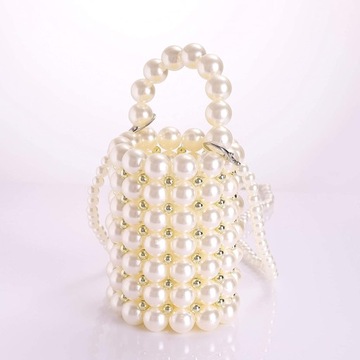 Damskie torebki wieczorowe z białą perłą