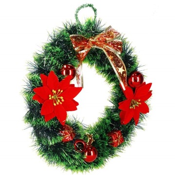 РОЖДЕСТВЕНСКИЙ ВЕНОК, ДВЕРНОЙ ВЕНОК КРЕМ, 35см, БОЛЬШОЙ