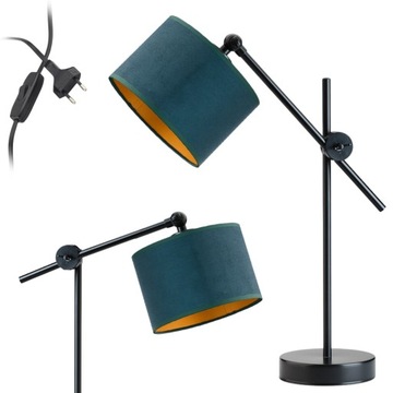 Lampka nocna na biurko lampa biurkowa nocna LED biurowa E27 welurowa zieleń