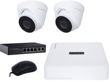 Zestaw CCTV VIDOS IP rejestrator, 2 kamery, Switch