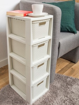 КНИЖНЫЙ ШКАФ ПОЛКА С 4 КОРЗИНАМИ РОТАНГОВЫЙ ШКАФ