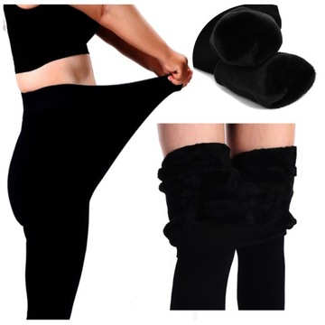 LEGGINSY DAMSKIE OCIEPLANE FUTERKIEM CIEPŁE GETRY LEGINSY CZARNE 5XL/6XL