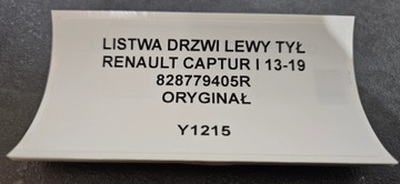 LIŠTA DVEŘE LEVÝ ZADNÍ RENAULT CAPTUR I 13-19 828779405R