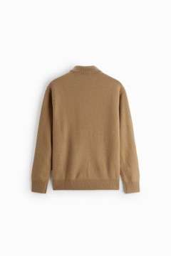 ZARA MAN SWETER POLO WEŁNA KASZMIR LUX CAMEL L