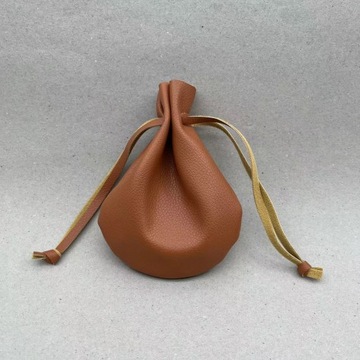 КОРИЧНЕВАЯ КОЖАНАЯ СУМКА ДЛЯ МОНЕТ 14X11 СМ