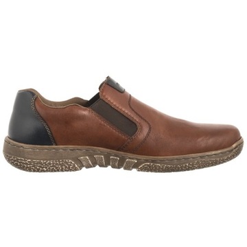 Buty Półbuty Mokasyny Skórzane Męskie Rieker Brązowe 03552-24 Brown