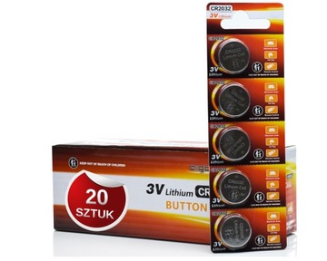 BATERIA BATERIE CR 2032 3V PŁASKA 20 SZTUK BLISTER