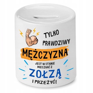 SKARBONKA ŚMIESZNA ZABAWNA PRAWDZIWY MĘŻCZYZNA z Nadrukiem ze Zdjęciem
