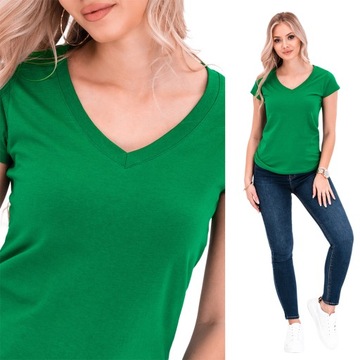 T-shirt damski bez nadruku 100% bawełna 002SLR zielony L