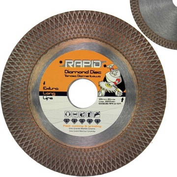 TARCZA DIAMENTOWA 125 MM GRES CIĘCIE + SZLIFOWANIE PEŁNA SOLIDNA FLEKS
