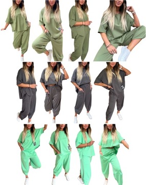 ИТАЛЬЯНСКИЙ ЭЛЕГАНТНЫЙ ХЛОПКОВЫЙ КОМПЛЕКТ БЛУЗКА, БРЮКИ, СВИТШОТ ОВЕРСАЙЗ M