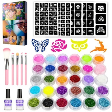 НАБОР ДЛЯ ТАТУ-БЛЕСКОВ, МОЮЩИЕСЯ ШАБЛОНЫ ДЛЯ ДЕТЕЙ.