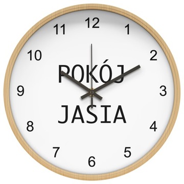 Zegar z imieniem cichy drewniany biały czarny