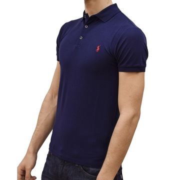 RALPH LAUREN męska koszulka polo granat SLIM r.M