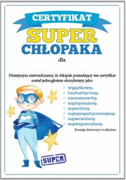 Dyplom na DZIEŃ CHŁOPAKA| Certyfikat Superchłopaka