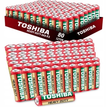 80x Baterie TOSHIBA HEAVY DUTY BATERIA R03 AAA 1,5V PALUSZKI ZESTAW