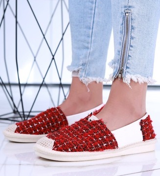 Wsuwane buty damskie balerinki espadryle z miękkiej tkaniny 15677 39