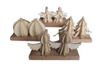 Елочное украшение, деревянная подвеска, 2 шт.