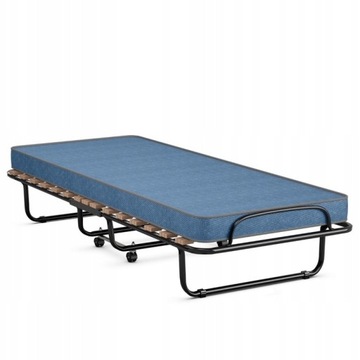 Łóżko polowe z materacem Costway 190 cm x 80 cm odcienie niebieskiego
